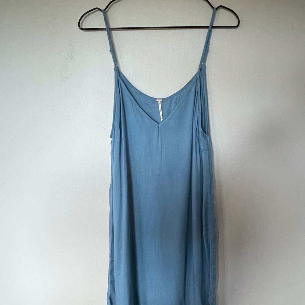Free People Light Blue Maxi Dress with Burgundy Embroidery - Picture 13 of 17